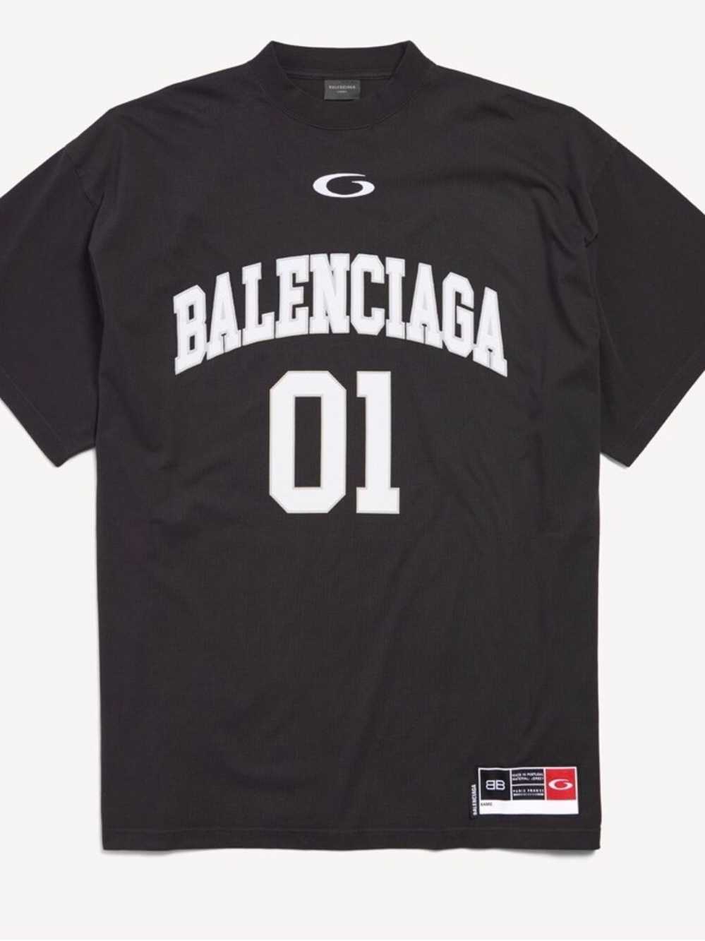 Balenciaga Black Short-Sleeve Logo '01' Jersey Tee